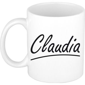 Claudia voornaam kado beker / mok sierlijke letters - gepersonaliseerde mok met naam