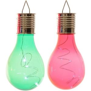 2x Buitenlampen/tuinlampen lampbolletjes/peertjes 14 cm groen/rood