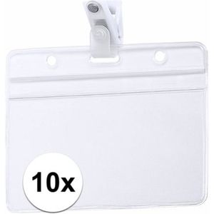 10x naamkaartjes badge houder met clipje 11,5 x 9,2 cm