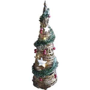 Gerimport LED piramide kerstboom - H40 cm - rotan - kerstverlichting