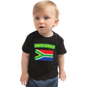 South-Africa / Zuid-Afrika landen shirtje met vlag zwart voor babys