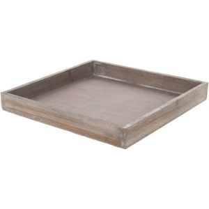 Kaarsenbord/plateau - vierkant - hout - naturel - 30 x 30 cm - Kaarsenonderzetter