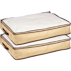 2x stuks dekbed/kussen opberghoezen creme wit met venster 80 x 45 x 15 cm