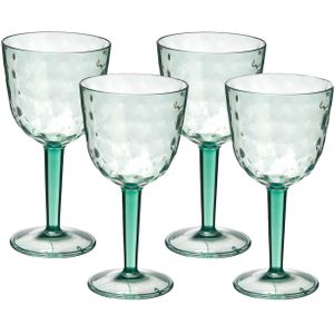 Leknes Wijnglas Gloria - 4x - transparant groen - onbreekbaar kunststof - 450 ml