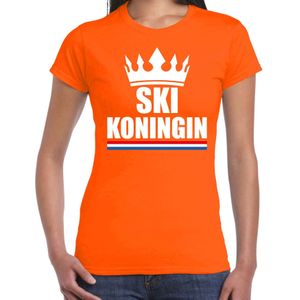 Ski koningin apres ski t-shirt oranje dames - Sport / hobby shirts