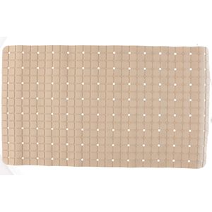 Badmat/douchemat beige vierkant patroon 69 x 39 cm - Anti-slip mat voor in de douchecabine