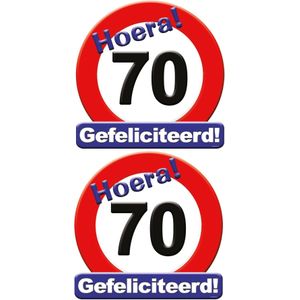 2x stuks hulde stopbord 70 jaar feestartikelen / versiering