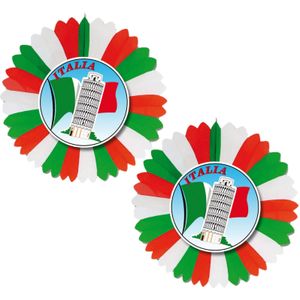 Set van 2x stuks decoratie waaier thema vlag Italie van 60 cm van papier