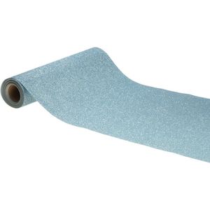 Chaks Tafelloper op rol - licht blauwe glitter - 30 x 500 cm - polyester