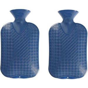 2x stuks warmte kruik blauwe ruit/ribbel 2 liter