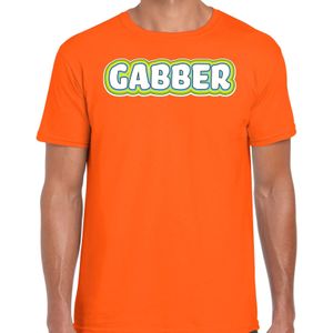 Bellatio Decorations Verkleed t-shirt heren - gabber - oranje - foute party/carnaval - vriend/maat