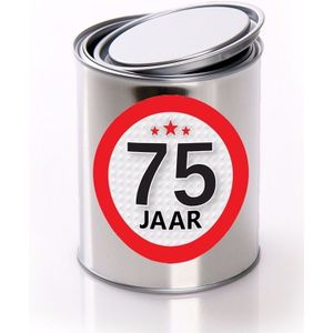 Leeftijd kado 75 jaar blik