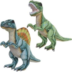 Speelgoed set van 2x pluche dino knuffels T-Rex en Stegosaurus van ongeveer 30 cm