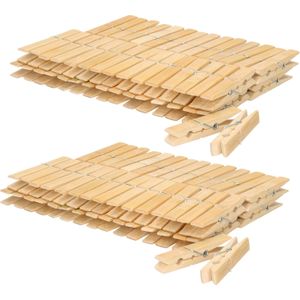 120x stuks stevige wasknijpers van bamboe hout 7 cm