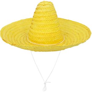 Boland party Carnaval verkleed Sombrero hoed Fiesta - geel - volwassenen - polyester