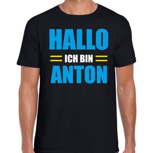 Apres ski t-shirt Hallo ich bin Anton zwart  heren - Wintersport shirt - Foute apres ski outfit