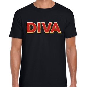 Fout DIVA t-shirt met 3D effect zwart voor heren