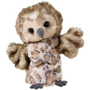 Pluche bruine uil handpop knuffel 31 cm - Uilen knuffels - Poppentheater speelgoed kinderen