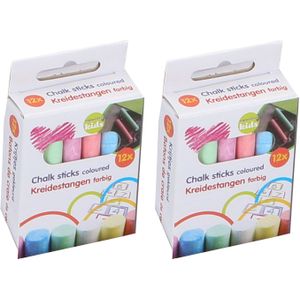 Topwrite Schoolbord krijtjes - 2x - pakje van 12x stuks - multi kleuren - speelgoed
