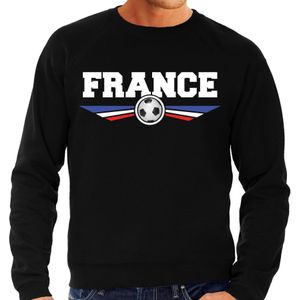 Frankrijk / France landen / voetbal trui met wapen in de kleuren van de Franse vlag zwart voor heren