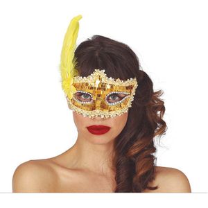 Fiestas Guirca Verkleed oogmasker Venitiaans - goud pailletten - volwassenen - gemaskerd bal
