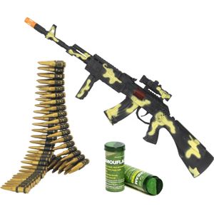 Soldaten/Militairen camouflage geweer 59 cm met kogels riem