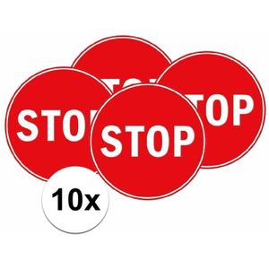 10x Stop veerkeersbord sticker