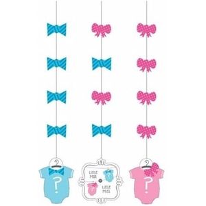 Plafond hangdecoratie gender reveal party 3x stuks