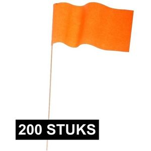 200x Oranje zwaaivlaggetjes