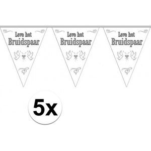 5x Leve het bruidspaar bruiloft versiering vlaggenlijn
