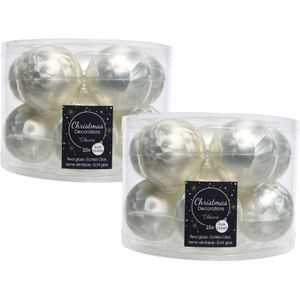 Decoris Kerstballen set - 20x stuks - glas - - wit ijslak - 6 cm - mat/glans - kerstversiering