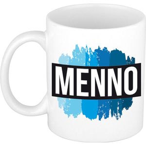 Menno naam cadeau mok / beker met verfstrepen - Cadeau collega/ vaderdag/ verjaardag of als persoonlijke mok werknemers