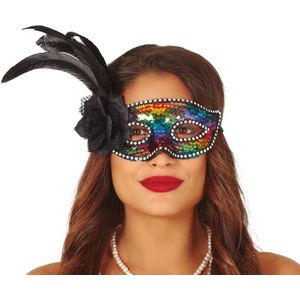 Venetiaanse oogmaskers/verkleedmaskers gekleurd met veren voor volwassenen
