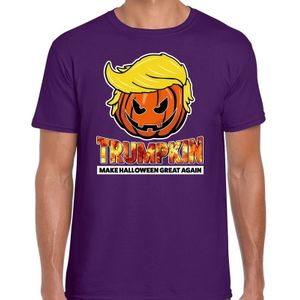 Trumpkin make Halloween great again horror shirt paars voor heren