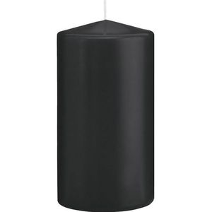 1x Zwarte cilinderkaars/stompkaars 8 x 15 cm 69 branduren - Geurloze kaarsen - Stompkaarsen