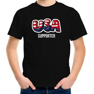 Zwart fan shirt / kleding usa supporter EK/ WK voor kinderen
