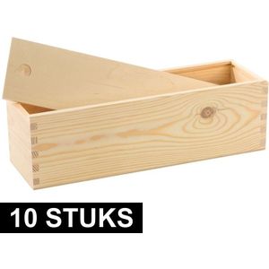 10x Houten wijnkisten geschenkverpakking voor 1 wijnfles