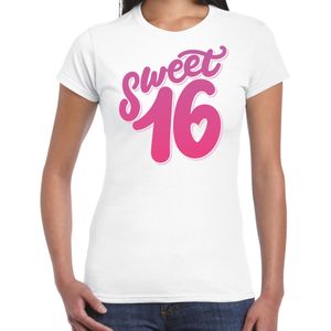 Wit sweet 16 verjaardags kado t-shirt / outfit voor dames