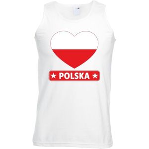 Polen hart vlag mouwloos shirt wit heren