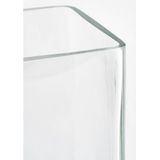 Hoge glazen vaas transparant glas rechthoekig 20 x 10 x 30 cm