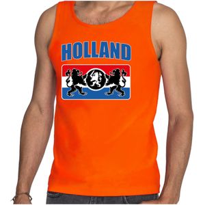 Oranje fan tanktop / kleding Holland met een Nederlands wapen EK/ WK voor heren