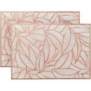 Unique Living Placemat Nissa - 4x - brons bladmotief - 30 x 45 cm - tafeldecoratie