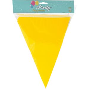 Party Vlaggenlijn - binnen/buiten - plastic - geel - 600 cm - 25 vlaggetjes