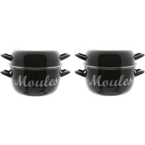 Set van 3x stuks mosselpannen/mosselpotten emaille 24 cm Moules - Cosy and Trendy - Mosselen koken