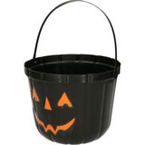 Trick or treat snoep emmertje - 2x - pompoen - zwart - D20 cm