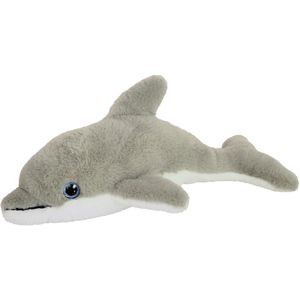 Inware pluche dolfijn knuffeldier - grijs/wit - zwemmend - 32 cm - Dieren knuffels
