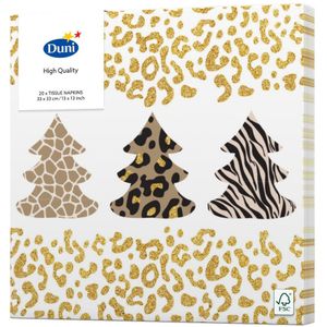 80x stuks kerstdiner/kerst thema servetten met dierenprint kerstbomen 33 x 33 cm