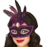 Fiestas Guirca Verkleed oogmasker Venitiaans - paars - volwassenen - gemaskerd bal