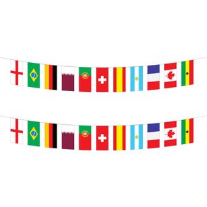 2x stuks internationale landenvlaggen vlaggenlijn/slinger 10 meter