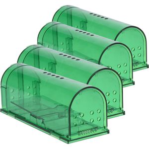 Pro Garden Diervriendelijke muizenvallen - 4x stuks - groen - kunststof